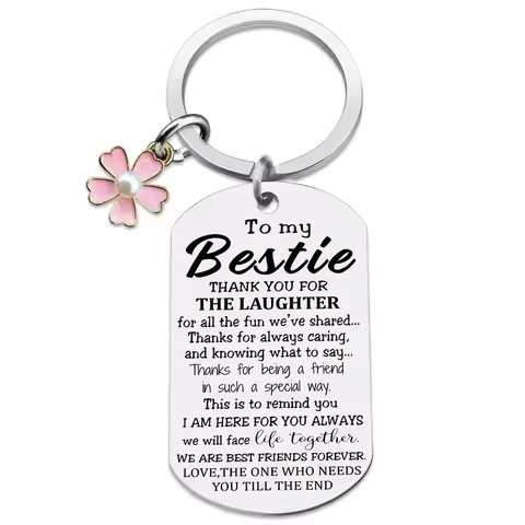 Unique Bestie Gifts,Bestie Flowers,Best Friend Keychain,Birthday Keyring,Good True Friends Friendshi