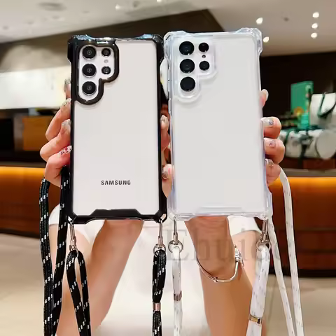 Four Corners Strap Case For Samsung Galaxy A56 A55 S25 S24 Ultra S23 Plus S25 S26 Crossbody Cord Lan