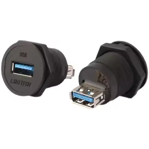 LU22 Waterproof Female Aviation Plug Socket Industry USB3.0 1.5A IP65 Soldering Data Adapter USB Con