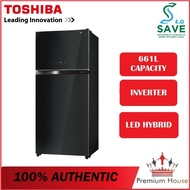 Toshiba 661L 2-Doors Inverter Refrigerator Peti Ais (Glass Door) GR-RT835WE-PGY(XK)
