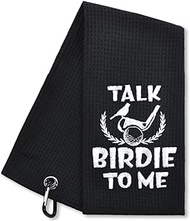GRM002-Hafhue Talk Birdie to Me Funny Embroidered Golf Towels for Golf Bags with Clip Golf Gifts for Men or Women Golf Accessories for Men or Women Birthday Gifts for Golf Fan