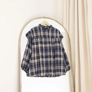KEMEJA Saless Ruffle Flannel Shirt Gingham/ Flannel Shirt Women's Flannel Shirt Latest Women's Flann