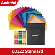 Ambitful ldz22 25x25cm 22PCS đèn màu gel thiết lập màu sắc Kính lọc Gel phim + Túi mang đồ cho video