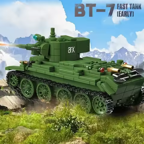 Soviet series BT-7 fast tank early version Military Series WW2 Tank Building Blocks Bricks Model Set