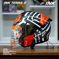 INK HELMET TERRA 2 2 BLACK RED MOTIF | HALF FACE TERRA2 DOUBLE VISOR
