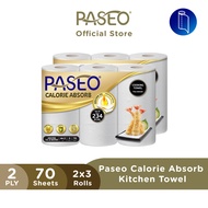 [Bundle of 2] Paseo Calorie Absorb Cooking Towel Roll - 2 Ply (6 rolls x 70s)