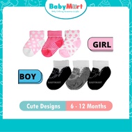 Baby Socks Girl Boy 3 Pair Set [Random Design] 6 - 12 Months Cute Baby Socks Gift Set  Newborn Stokin Murah Bayi