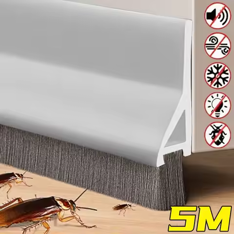 Door Seal Draft Stops With Brush Reduce Noise Rubber Door Sweep Breeze Blocker Insect Proof Dust Pro