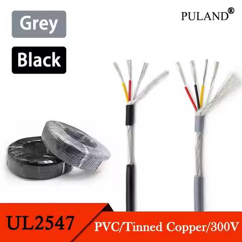 1/2/5/10M UL2547 Shielded Wire 30AWG 28AWG 26AWG 24AWG 22AWG Audio 2 3 4 5 6 7 Cores Headphone Contr