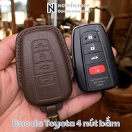 TOY-D4 Leather Car Key Case For Toyota Camry 2019-2024, Cross 2022-2025 Genuine Cow Leather Car Key 