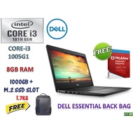 Dell Inspiron **FREE:- DELL BAG + MCAFEE SECURITY 3493-0541SG-W10 14" Laptop Black ( I3-1005G1, 8GB,