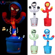 ORIENTLII Plush Dancing Cactus Toy Luminescent Twisting Dancer The Marvel Avengers Figure Home Decoration Singing Talking Children Gift Novelty Iron Man Spiderman Batman