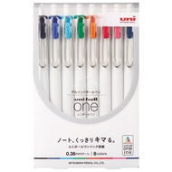 uni Mitsubishi|uni-ball ONE Super Fine Automatic ball Pen (0.38mm) 8 Colors Set|UMNS-38.8 C [Nobel O