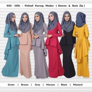 [ XXS - 10XL ] Fishtail Kurung Moden Plain . Sedondon Raya Muslimah Plus Size . Baju Raya Viral 2024 . Mimi Kurung H