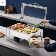 LANHUMY Chafing Dish Buffet Set, 6/9L with Transparent Hydraulic Lid Buffet Stove,  Stainless Steel 