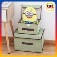 FES Korean Storage Box Foldable Linen Cloth Collapsible Storage Cube Bin Storage Cube Box Fabric