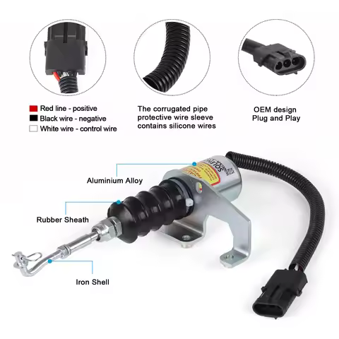 24V Metal Engine Cutting Solenoid Valve For Cummins 6CT 8.3 OE 3991168 SA-4941-24 3964628 Flameout S
