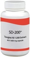 SD-200 Genuine Tongkat Ali Extract 200:1 - Herbal Testosterone Booster (aka Longjack) 400mg 40 Capsules