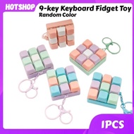 9-key Keyboard Fidget Toy Macaron Colour Stress Relief Mechanical Switch Keychain Party Gift Fast
