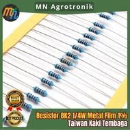 X10 Resistor 8K2 8.2K 1/4W Metal Film 1% Taiwan Copper Legs