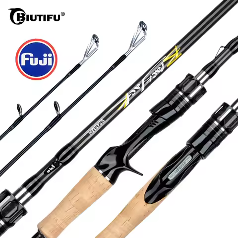 BIUTIFU Spinning Casting Fuji Fishing Rod 1.8/2.1/2.4/2.7/3.0/3.3m T800Carbon 2Tips ML/M/MH/H Lure 5