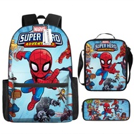 Spiderman Printed Elementary School Bag for Primary School Students Cartoon Shoulder Bag Lunch Bag Pencil Case Three @