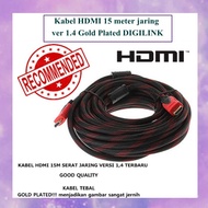 MERAH [[PROMO]] HDMI cable 15 meters net ver 1.4 Gold Plated DIGILINK - Red