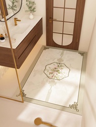 QINGGENGNONG | Floral and Avian Design Silica Mat Bathroom Floor Mat Water Absorbent Quick Drying