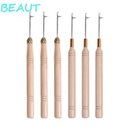 BEAUT 3pcs/set Crochet Hook, Wooden Handle Metal Hook Needles, Dreadlock Hair Tools Hair Weaving Hai