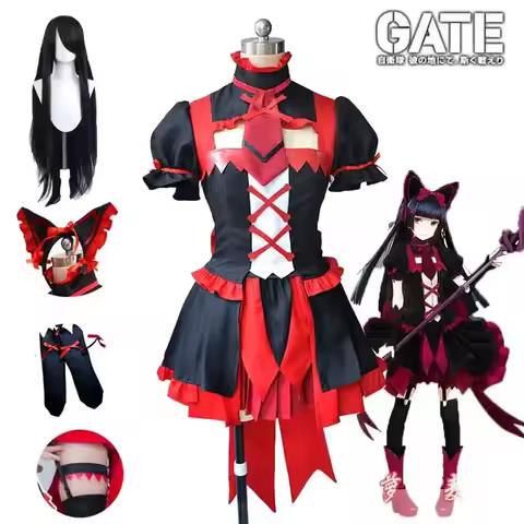 NewAnime GATE Rory Mercury Cosplay Costume Women Fancy Dress Cute Skirt Uniform Short Sleeve Top Wig