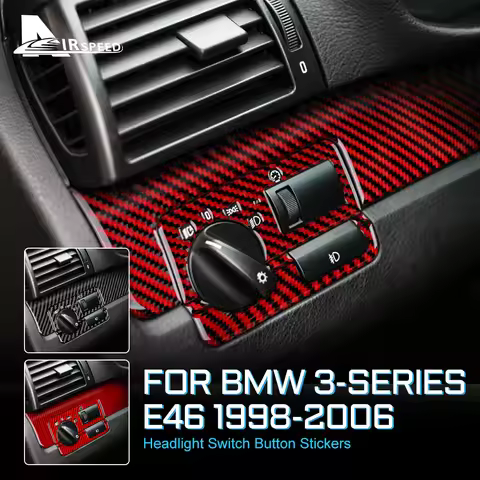 AIRSPEED For BMW E46 Headlight Switch Button For BMW E46 1998-2006 3 Series Carbon Fiber Decorative