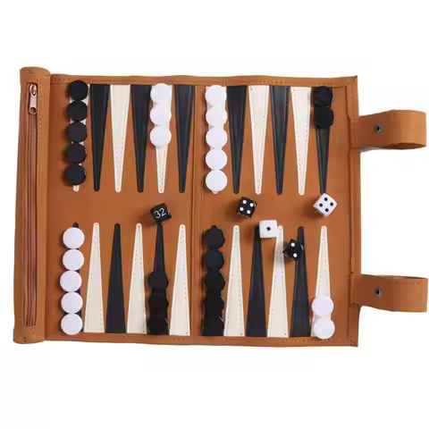 Chess Backgammon Board Game Travel Set Chess Board Set Strategy Board Game Playing Pieces Dice Cups 