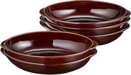 Set of 5, Western Pottery, Single Item, Brown Gratin Plate, L (O), 9.8 x 5.5 x 2.0 inches (25 x 14 x