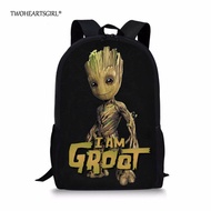 Twoheartsgirl Cartoon I am Groot School Bag for Teenager Boys Kids Cool Orthopedic Schoolbag Black C