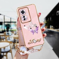 2024 New HandPhone Case For OPPO Reno11 F 5G OPPOReno11F Reno11F Reno 11 F 11F Softcase Glossy Bling Diamond Butterfly Bracelet Smartphone Casing for Girls Protection Cover