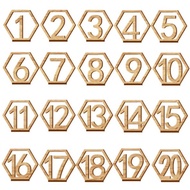 Wooden Table Number Plate 1-40 Hexagon Hollow Number Seat Plate Bar Cafe Wedding Number Table Plate