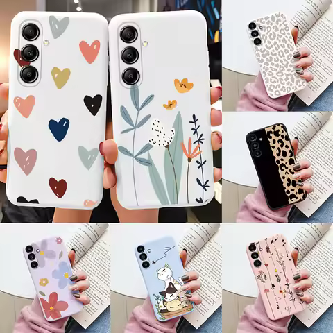 Case For Samsung Galaxy A54 5G Cute Heart Flower Back Cover Soft Silicone Matte Protective Funda For