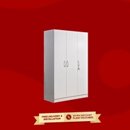 [READY STOCK IN LOCAL MY] [FREE INSTALLATION] 3 Door Wardrobe With Lock Door And 6 Shelves (3ft x 6f