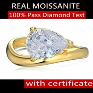 1.5ct Real Pear Cut Moissanite Ring Pass Diamond Test GRA Certified 18K Gold Plated 925 Sterling Sil