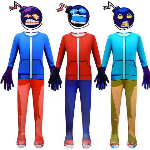 New Game Friday Night Funkin FNF Whitty Jumpsuits with Mask Cosplay Costumes for Kids Halloween Carn