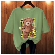GET FASHION - BAJU KAOS WANITA DEWASA BEAR WARNING KPOP STYLE BAJU KAOS IMPORT BRAND TEES BLUS JUMBO