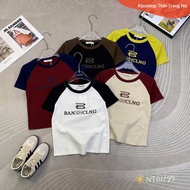 Women's short-sleeved round neck T-shirt mixed colors with letter B printed from Guangzhou, Korean m