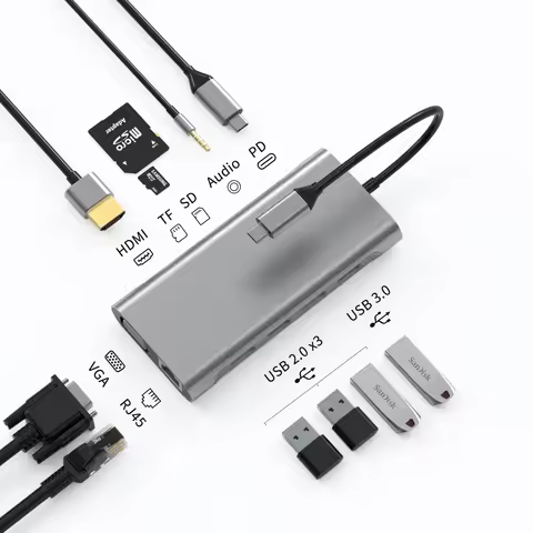 Basix Type-C Hub to HDMI Adapter USB C Hub 4K Thunderbolt 3 TF SD Reader Slot PD For MacBook Air Pro