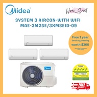 Midea All Easy PRO R32 Inverter System 3 Aircon With WIFI - MAE-3M25E / MSEID-09X3