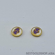 22k / 916 Gold Purple Heart Earring