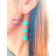 HIJAU Senada Victory AM008 Green Pearl Hanging Earrings Jade Earrings Korean Earrings