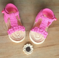 sepatu sendal bayi perempuan rajut prewalker cantik lucu murah kekinian bisa custom model kepang