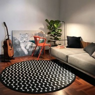 PDM เสื่อกลมอเนกประสงค์ เสื่อตกแต่ง เสื่อแทนพรม เสื่อแต่งบ้าน ลาย Stride (Round) Black-White 170x170