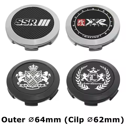 4PCS 64MM OD / 62MM ID Cap For Rims SSR XXR VIP LEHR MEISTER Logo Wheel Center Cap Sport Car Wheel C