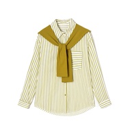 blouse plus size casual blouse Lurus ke bawah #9 pesona TE0D0010 kemeja bergaris gaya neutral dengan